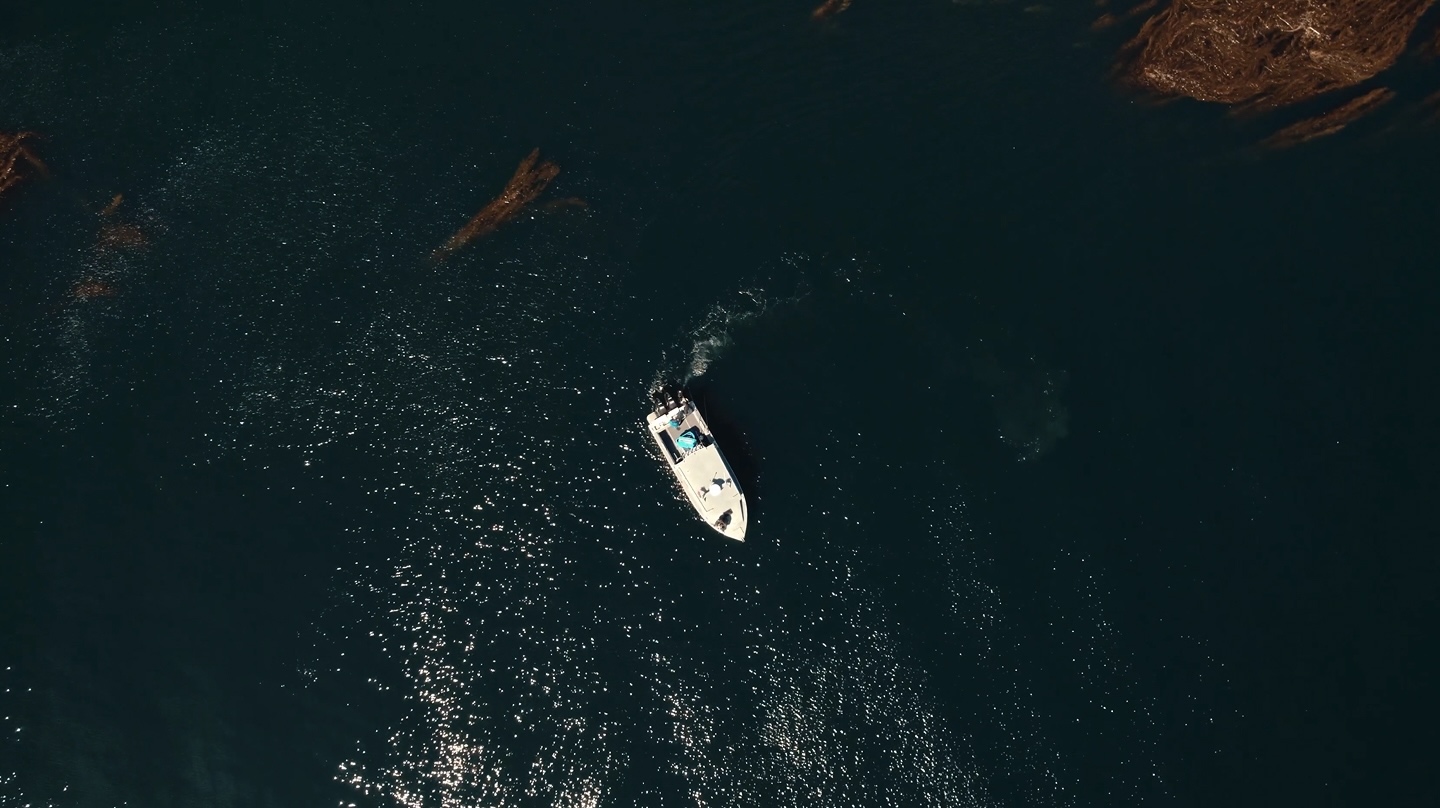 Boat on open dark water