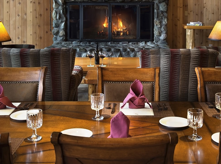 Set table in front of a fire